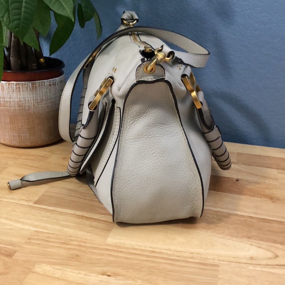 Chloe Marcie Medium Satchel Bag in Cashmere Grey - Picture 4 of 15